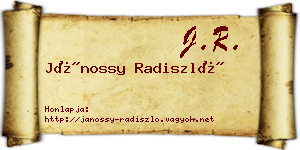 Jánossy Radiszló névjegykártya